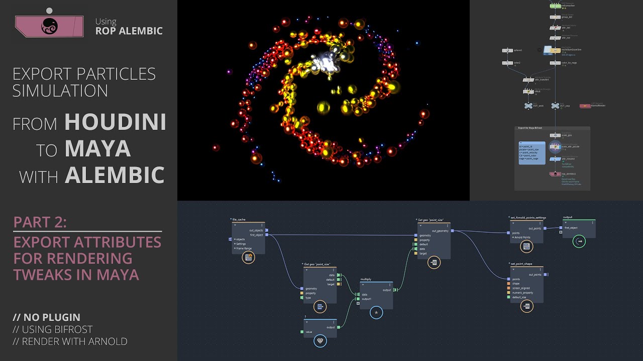 Export particles from Houdini to Maya using Alembic - part 2