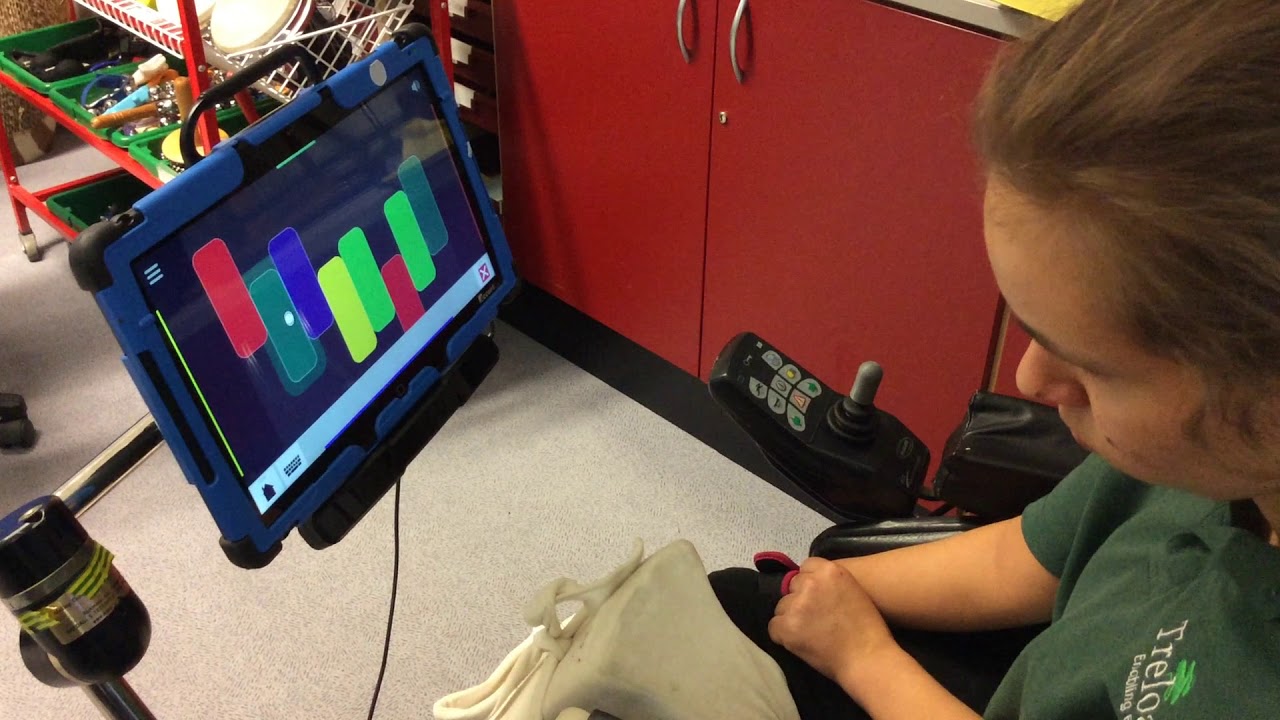 Ella playing music using eye gaze technology
