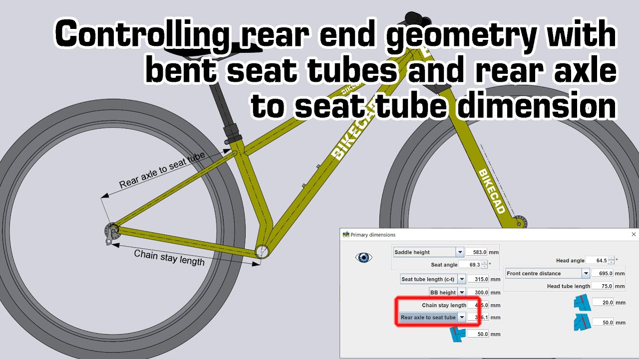 Controlling rear end geometry with bent seat tubes and 