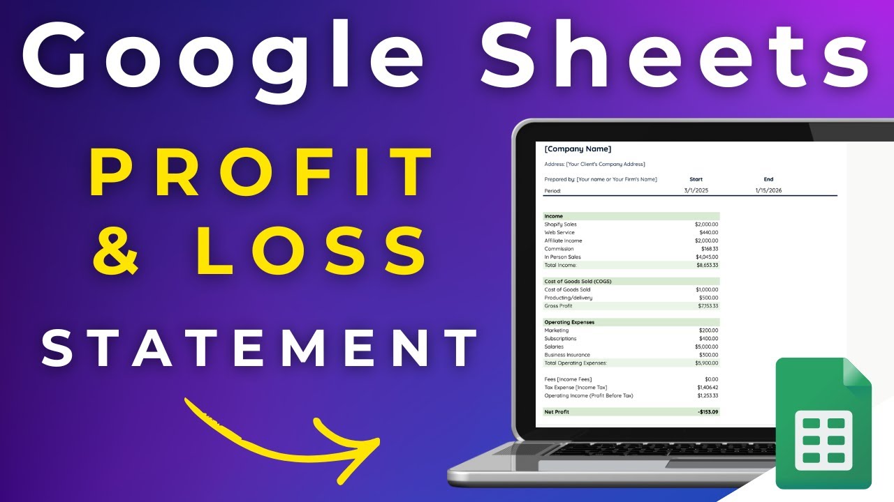 Google Sheets Profit & Loss Statement Generator (Sheetify Bookkeeping)