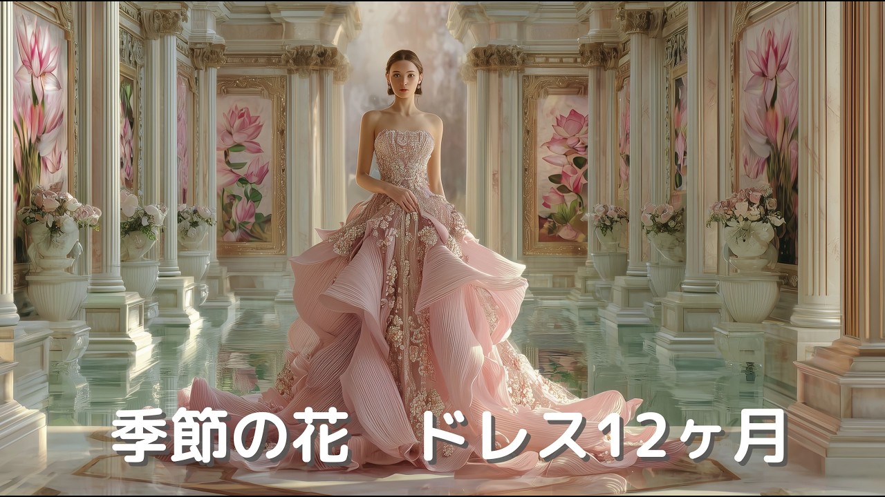 【AI ASMR】誕生花12ヶ月の花のドレス集💐 美しいプリンセスのファッションショー｜Flower Dress Collection