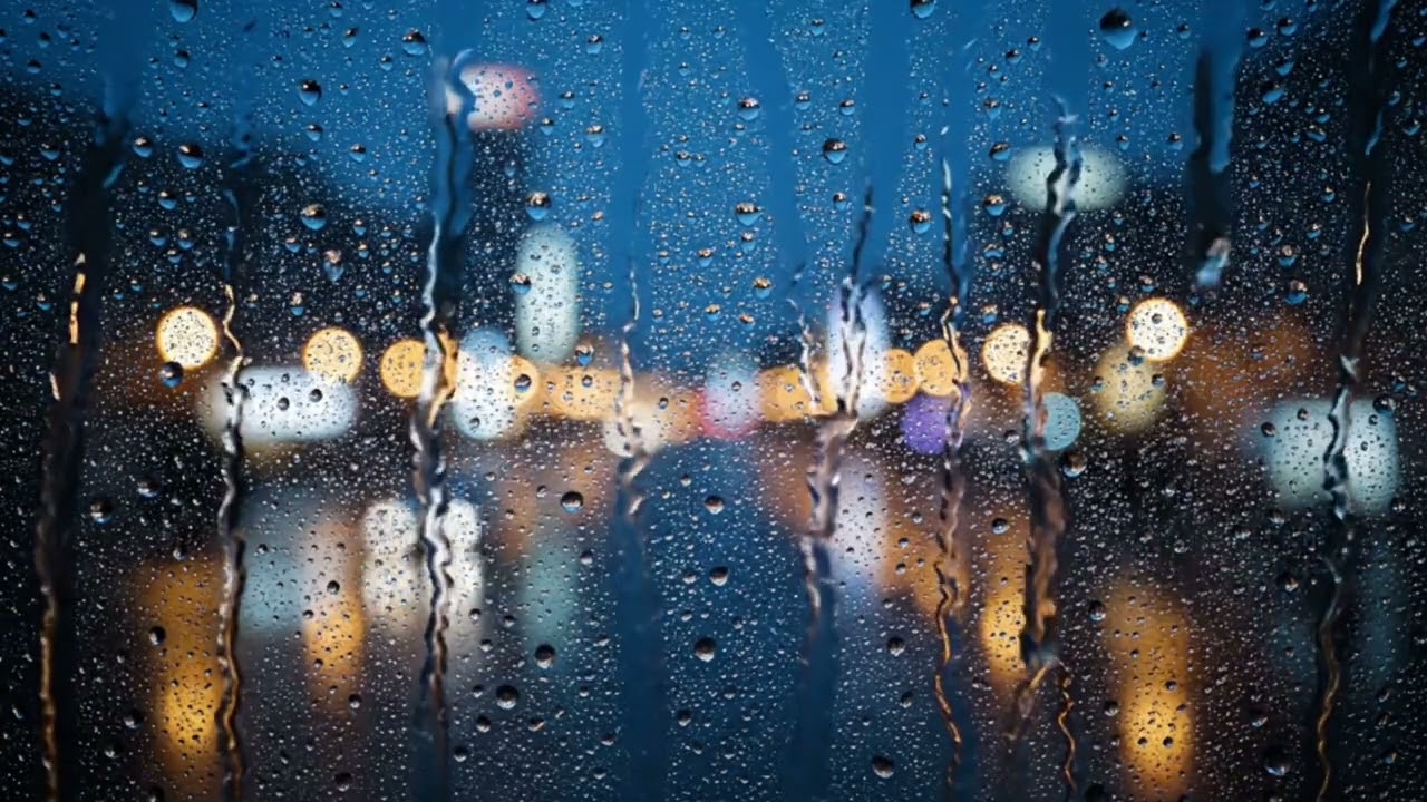 Cozy Night Rain on Window 🌧️ City Lights Ambience for Sleep, Relaxation & Study