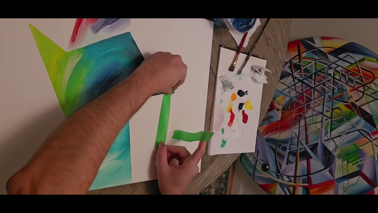 Acrylic Painting  - "Curvature" (Part 2) - - Complete Video for learning. 