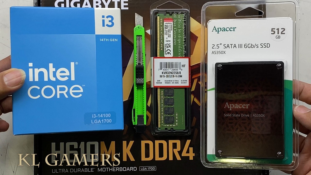 intel Core i3 14100 GIGABYTE H610M K DDR4 Apacer SSD Simple Desktop PC Build