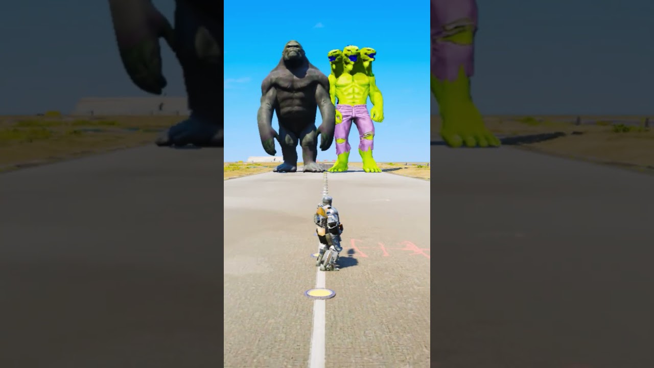 HULKZILLA GIANT & KONG GIANT VS RANDOM SUPERHEROES #gta #shorts