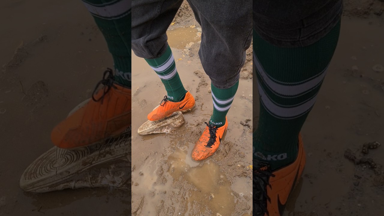 Nike T90 soccer cleats and socks mud action air force 1
