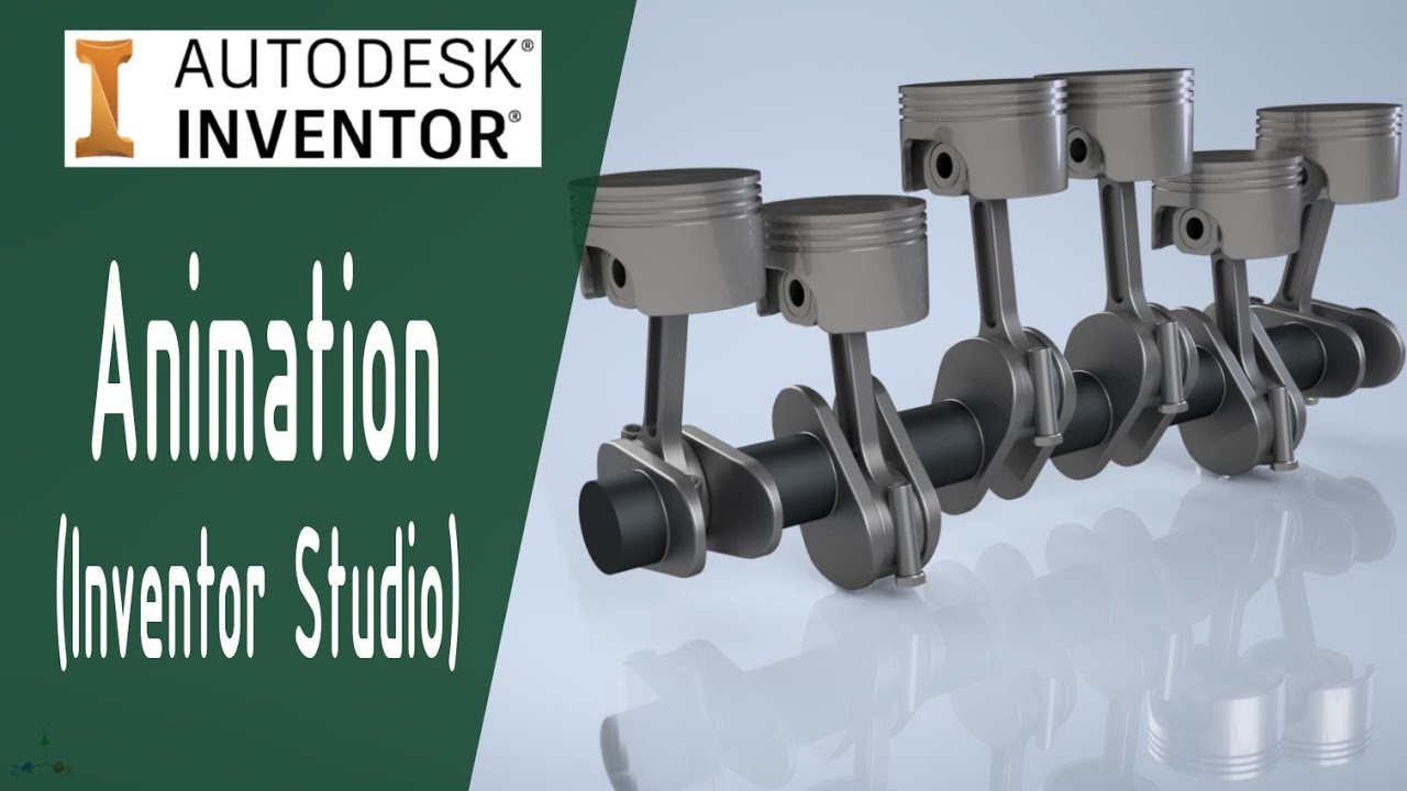 Animación en Inventor Studio (cigüeñal, biela y pistón). Animation with  Inventor Studio
