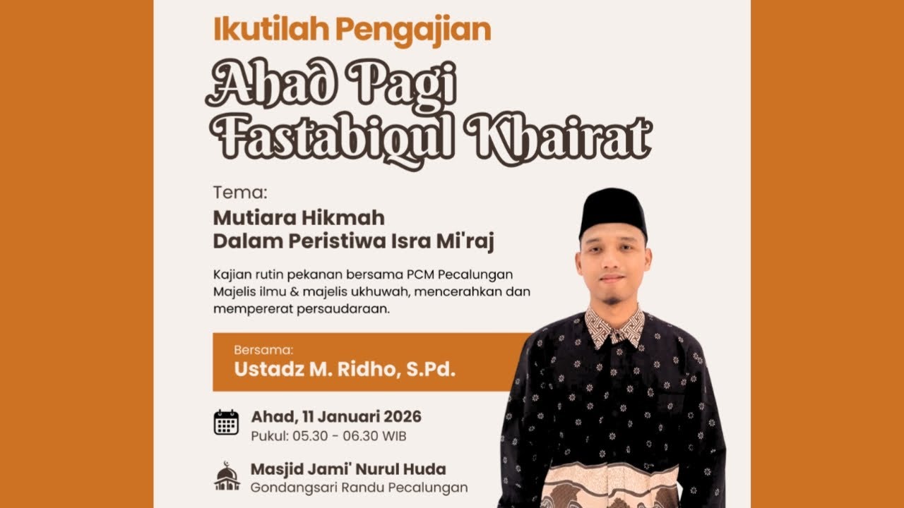 Mutiara Hikmah dalam Peristiwa Isra' Mi'raj | Ust. Muhammad Ridho, S. Pd. | Muhammadiyah Pecalungan