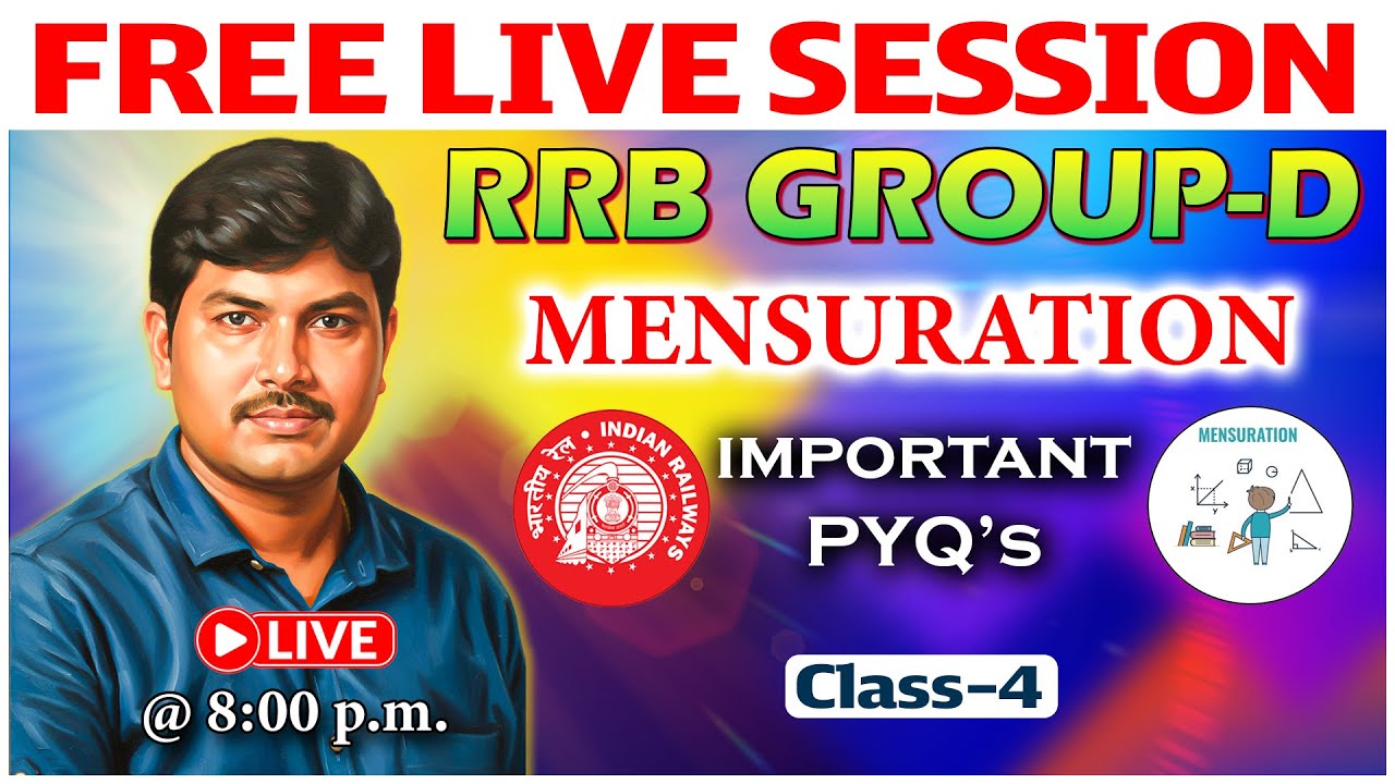 📌 LIVE Class: Mensuration PYQ’s | Maths Live Class-4 for RRB Group-D| Ramu Sir | Genius Study Circle