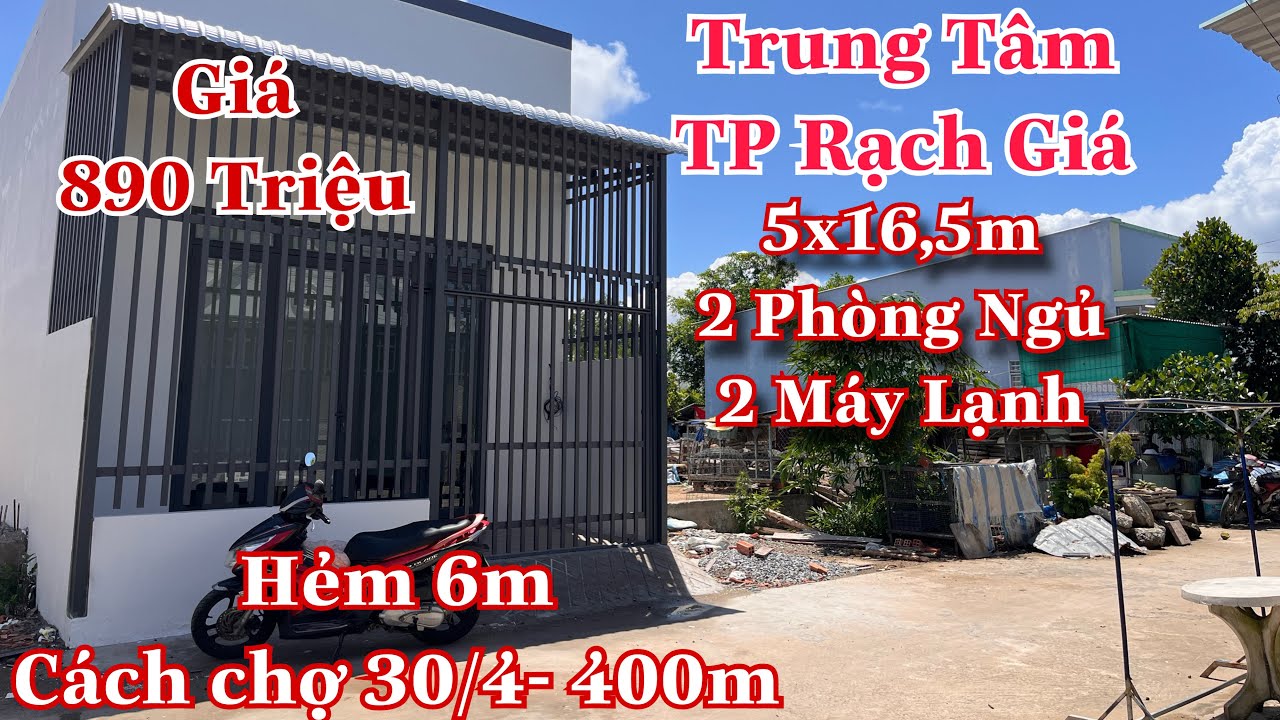 Quá rẻ căn nhà kế chợ Rạch Giá 5x16,5m 2 Phòng ngủ có máy lạnh giá chỉ 890 triệu #datvangmientay
