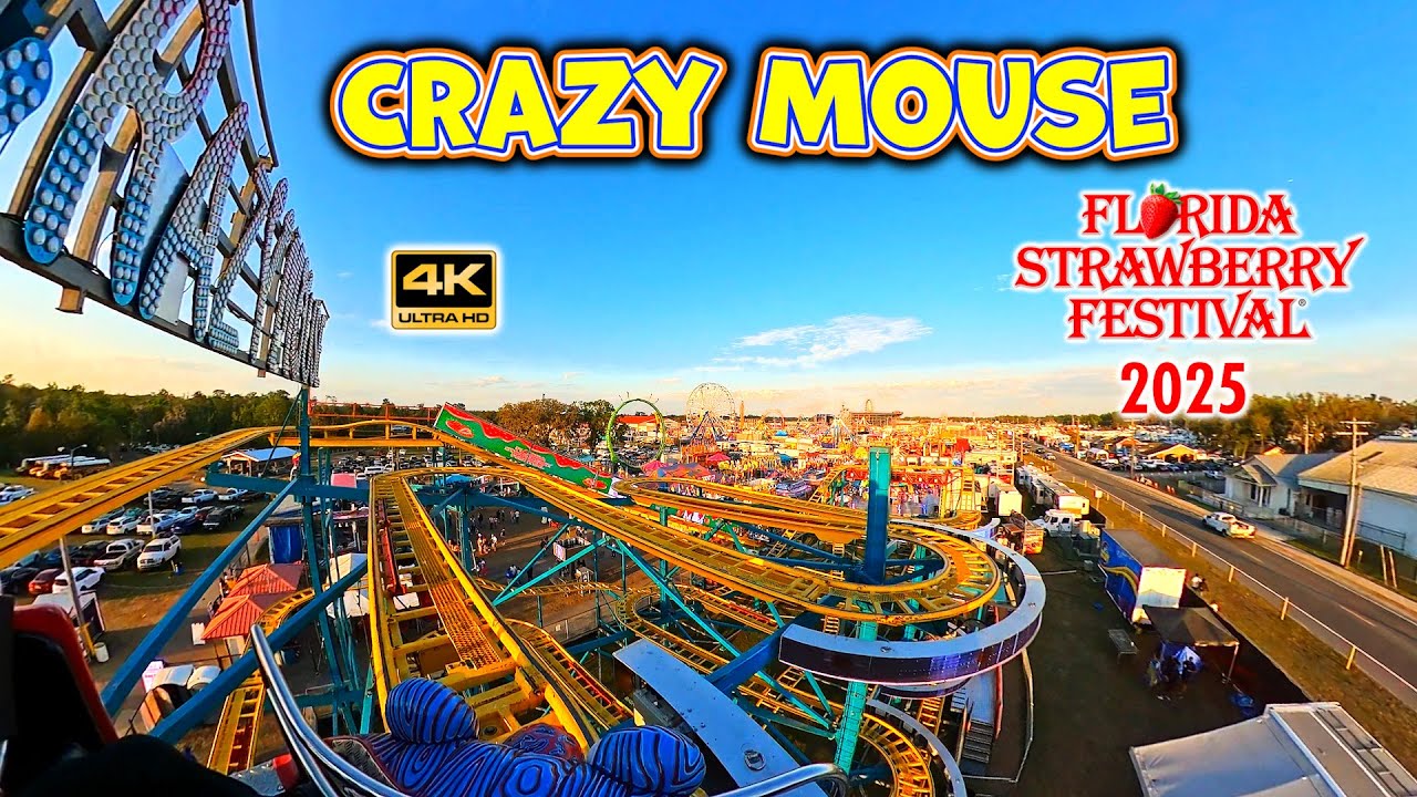 [4K] Crazy Mouse - Spinning Wild Mouse Coaster | On-ride POV | Florida Strawberry Festival 2025