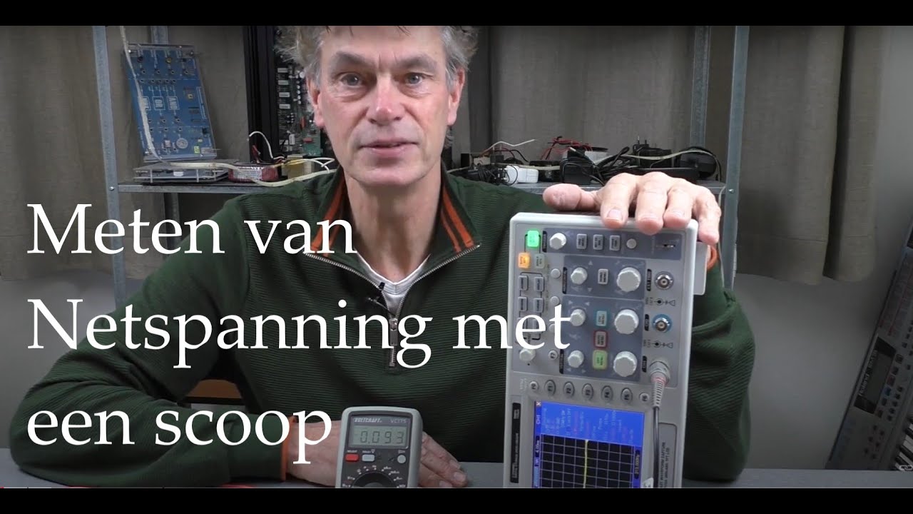 Meten van Netspanning met een scoop. Spannend! 230V. Measure Line voltage with scope.