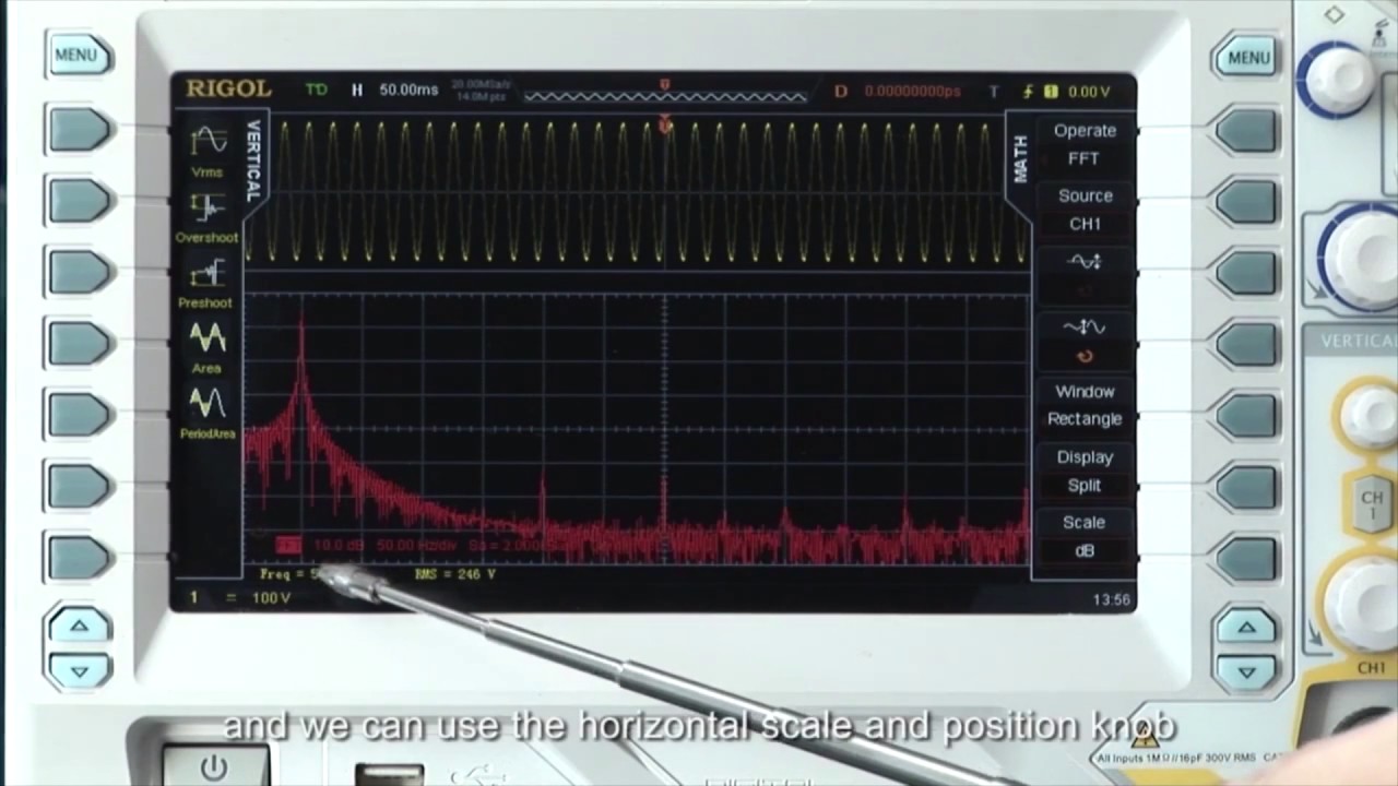 RIGOL Oscilloscope - Use of FFT Function to Measure Harmonics of AC Line by Saelig