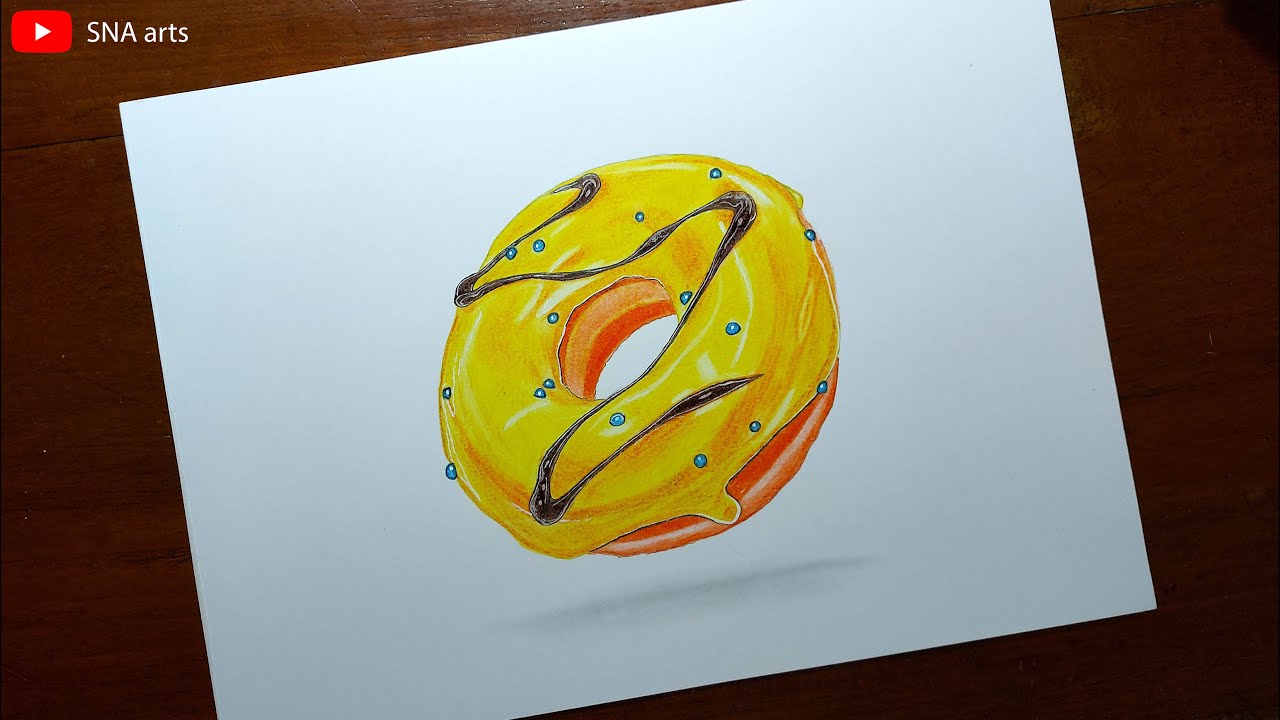 Drawing Realistic Yellow Doughnut With Color Pencils || First Time Using Staedtler Luna