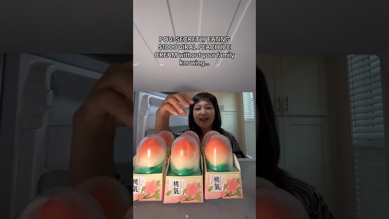SECRETLY EATING VIRAL PEACH ICE CREAM WITHOUT YOUR FAMILY KNOWING #shorts #viral #mukbang