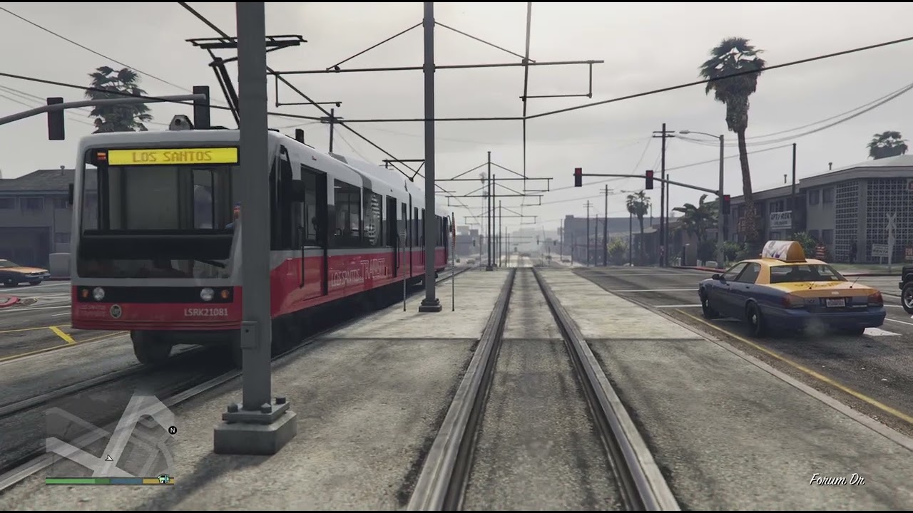 Grand Theft Auto V driving train trough LS
