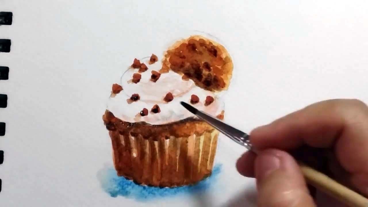 สีน้ำง่ายๆ #1,คัพเค้กสีน้ำ : Watercolor,Easy step #1 (Cupcake)