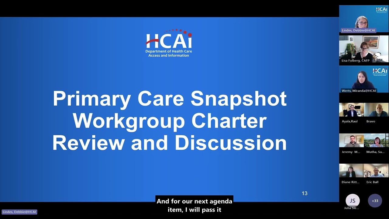 January 2026 | HCAI Primary Care Snapshot Workgroup Meeting
