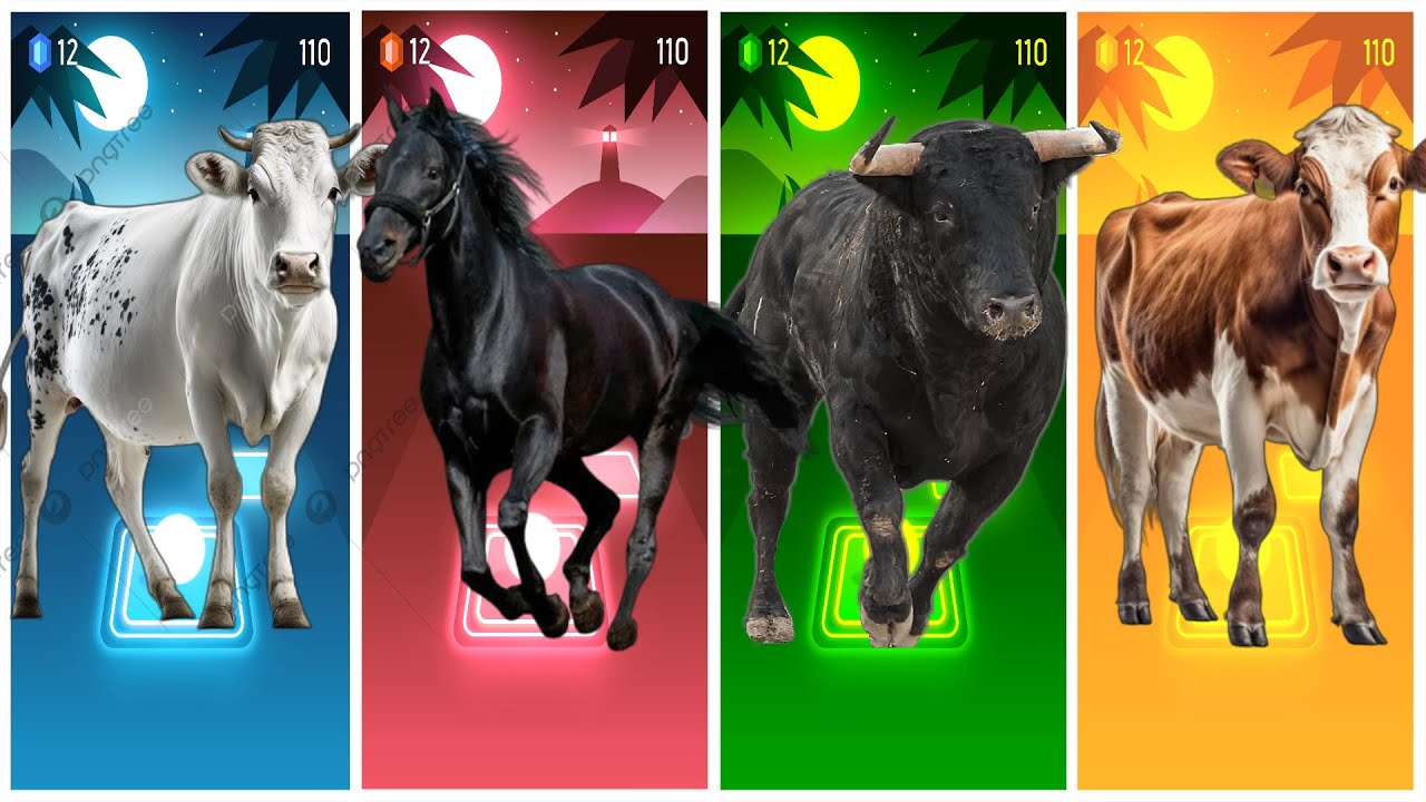 Funny Cow🐄🆚Funny Horse🐎🆚Funny Bull🐃🆚Funny Bull Cow🐂🔴Tiles Hop EDM Rush #tileshopedmrush #rhythmgame