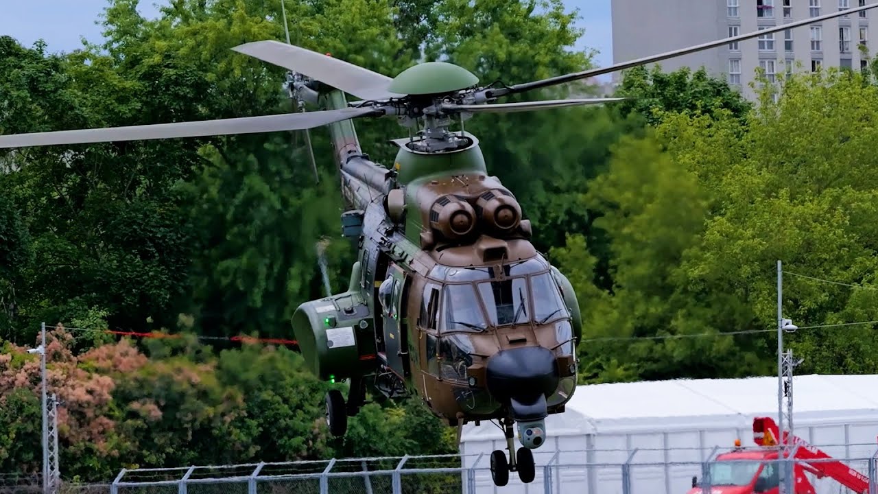 l'impressionnant decollage d'un helicoptere de l'Armee de Terre