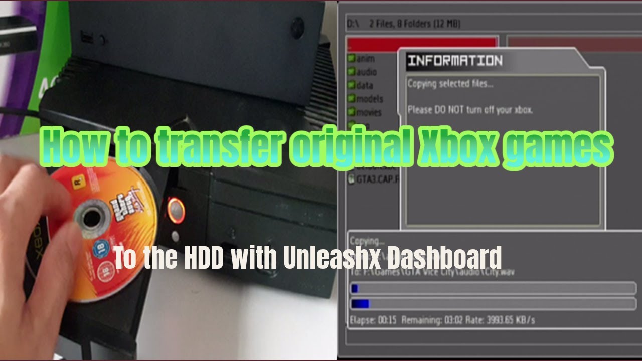 How to transfer original Xbox games to the HDD with Unleashx Dashboard.