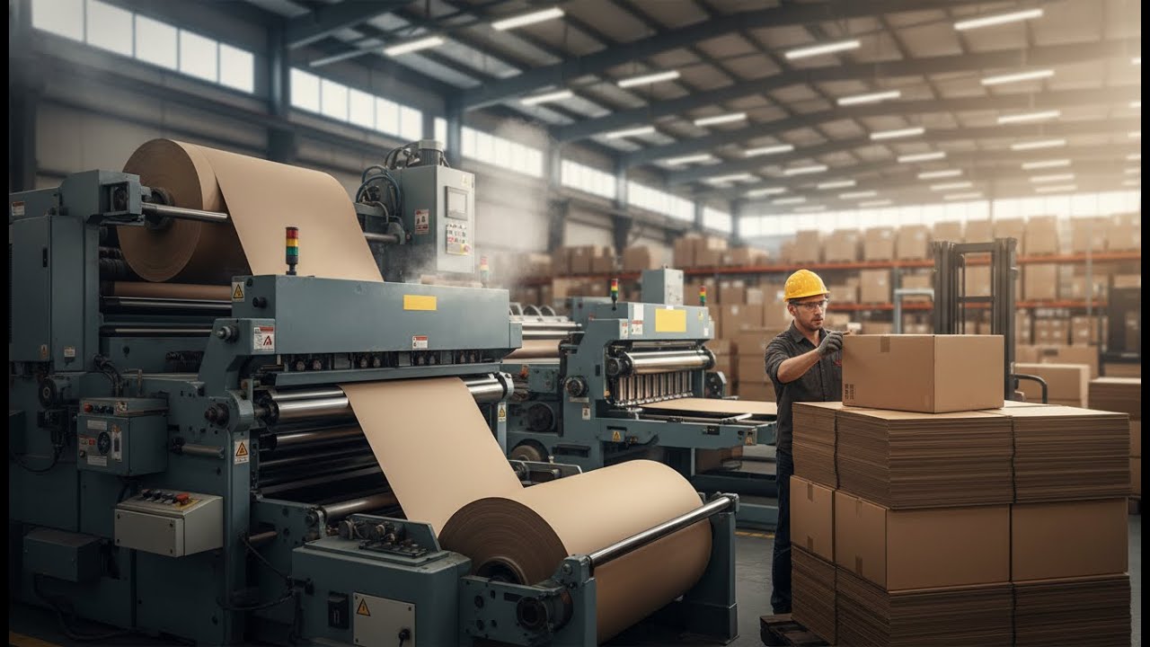 How Corrugated Cardboard Boxes Are Made | Corrugator, Printing, Die-Cutting & Gluing  ASMR