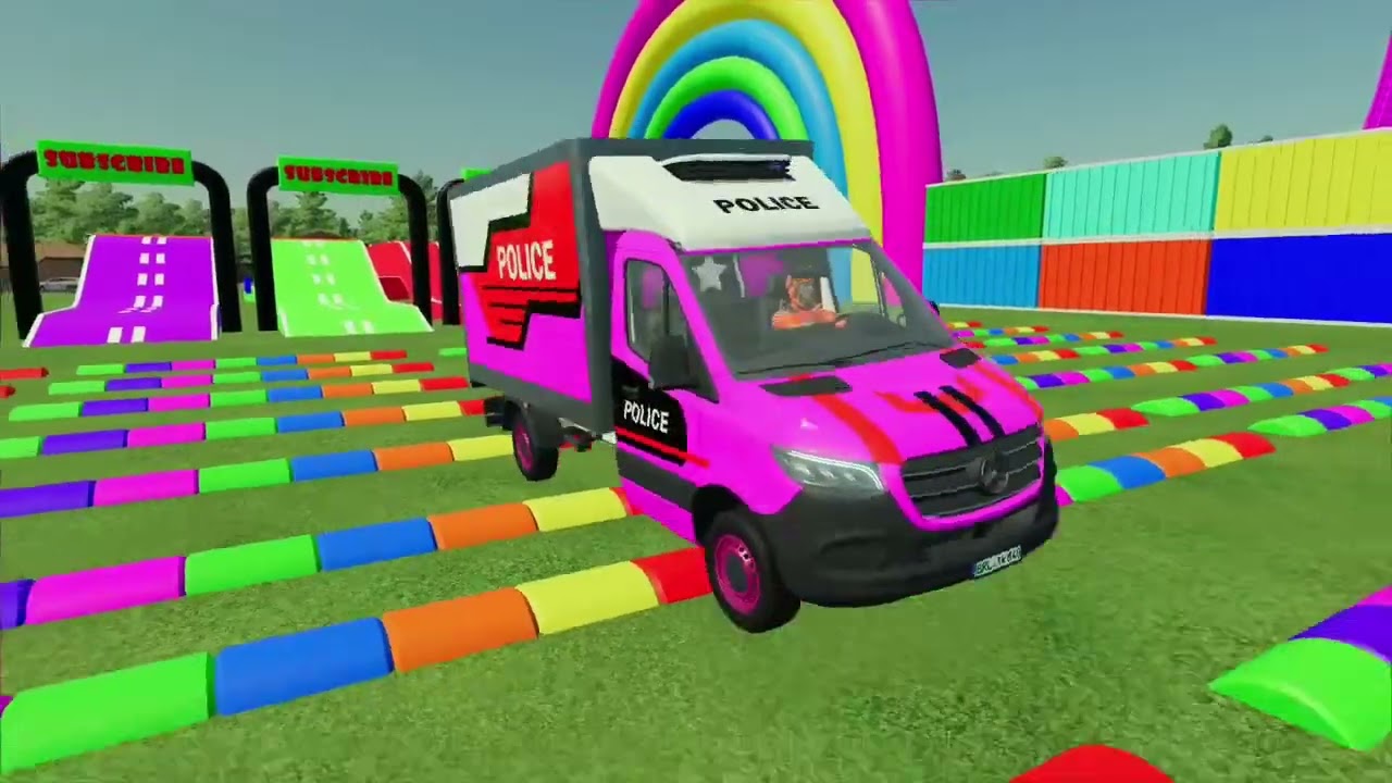 TRANSPORTING CARS,POLICE CARS, FIRE TRUCK,AMBULANCE WITH TRUCK, farming simulator 22 game