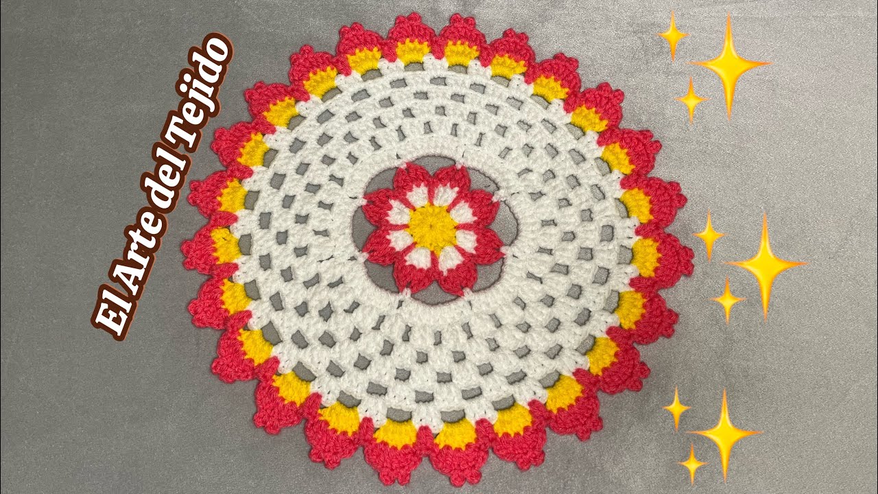 Carpeta/posa plato tejido a crochet 