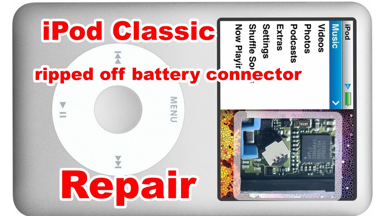 iPod classic - ripped off battery connector - repair.