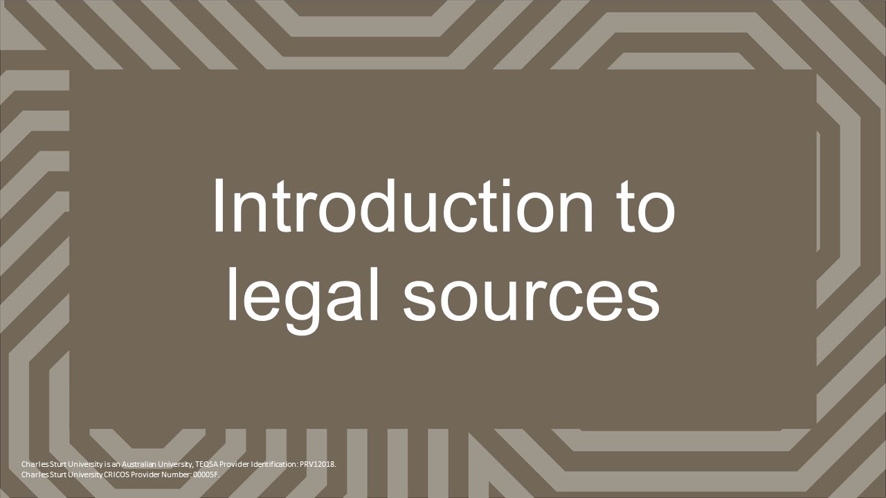 Introduction to legal sources