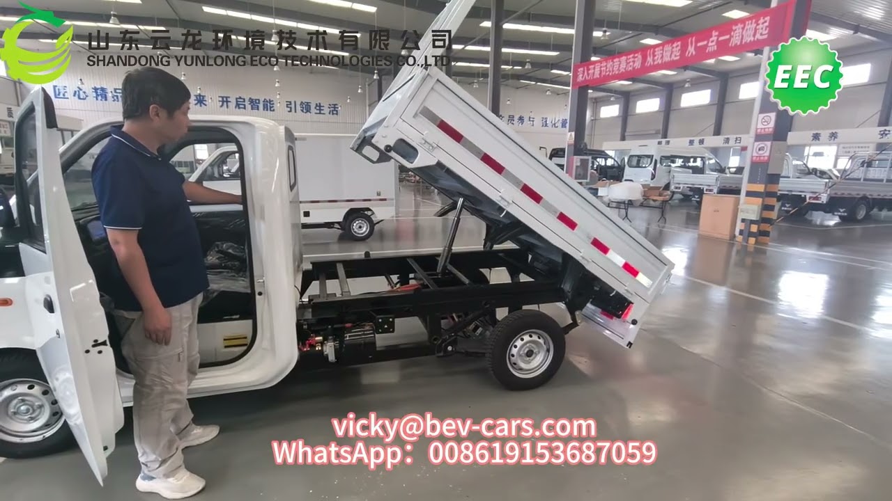 EEC COC L7e electric pickup truck cargo van vehicle with hydraulic self-unloading cargo hopper