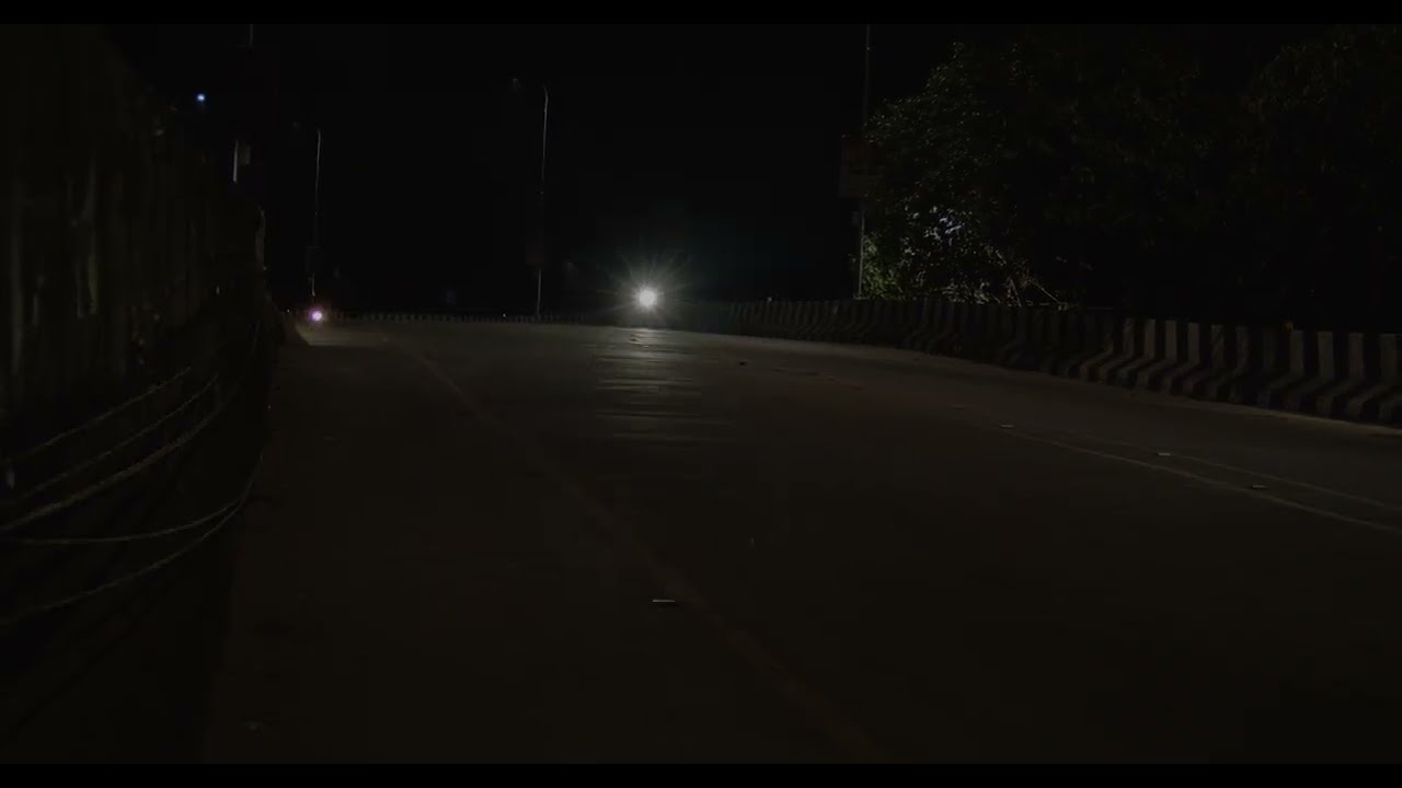 A Vehicle Moves on the Bridge  Side View