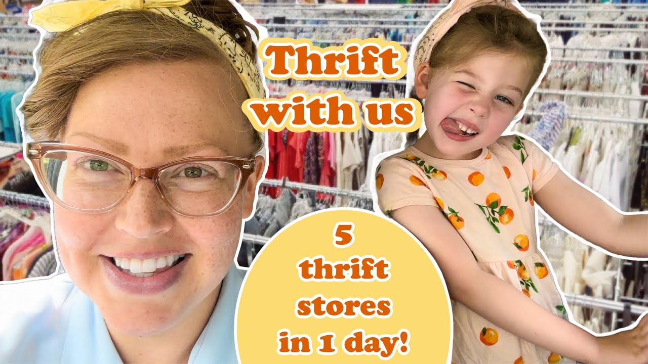 FIVE thrift stores in one day! || thrifting with kids