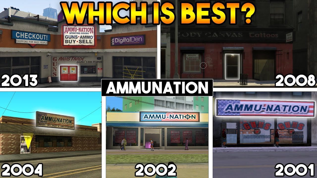 GTA : WHICH IS BEST AMMUNATION? (GTA 5, GTA 4, GTA SAN, GTA VC, GTA 3)