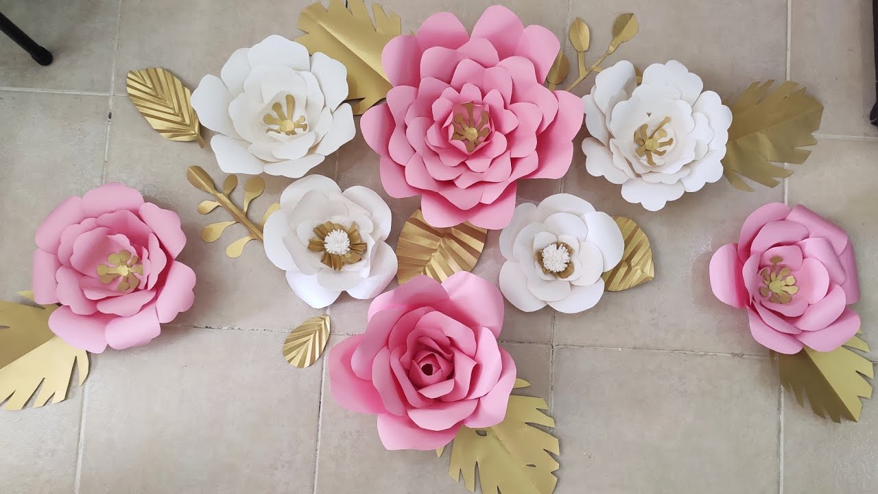 طريقة عمل ورد  كبير من الورق الملون  للديكورات والزينة, How to make a paper flower سلسلةتعلميةالجزء1