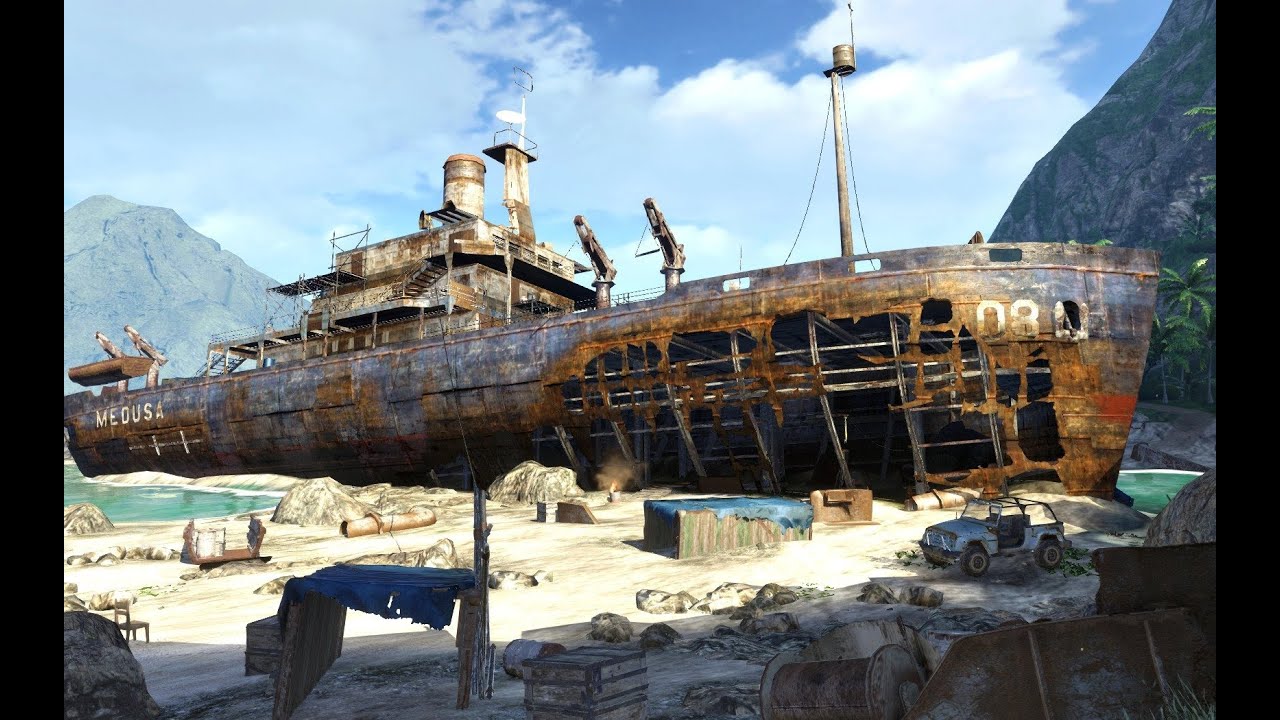 Shipwreck Ambience (POV, metal creaking, beach, birds, footsteps, water, thunder, people)