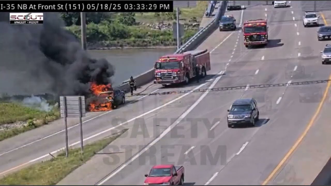 Vehicle Fire I-29/I-35 SB at Front Street Kansas City Missouri