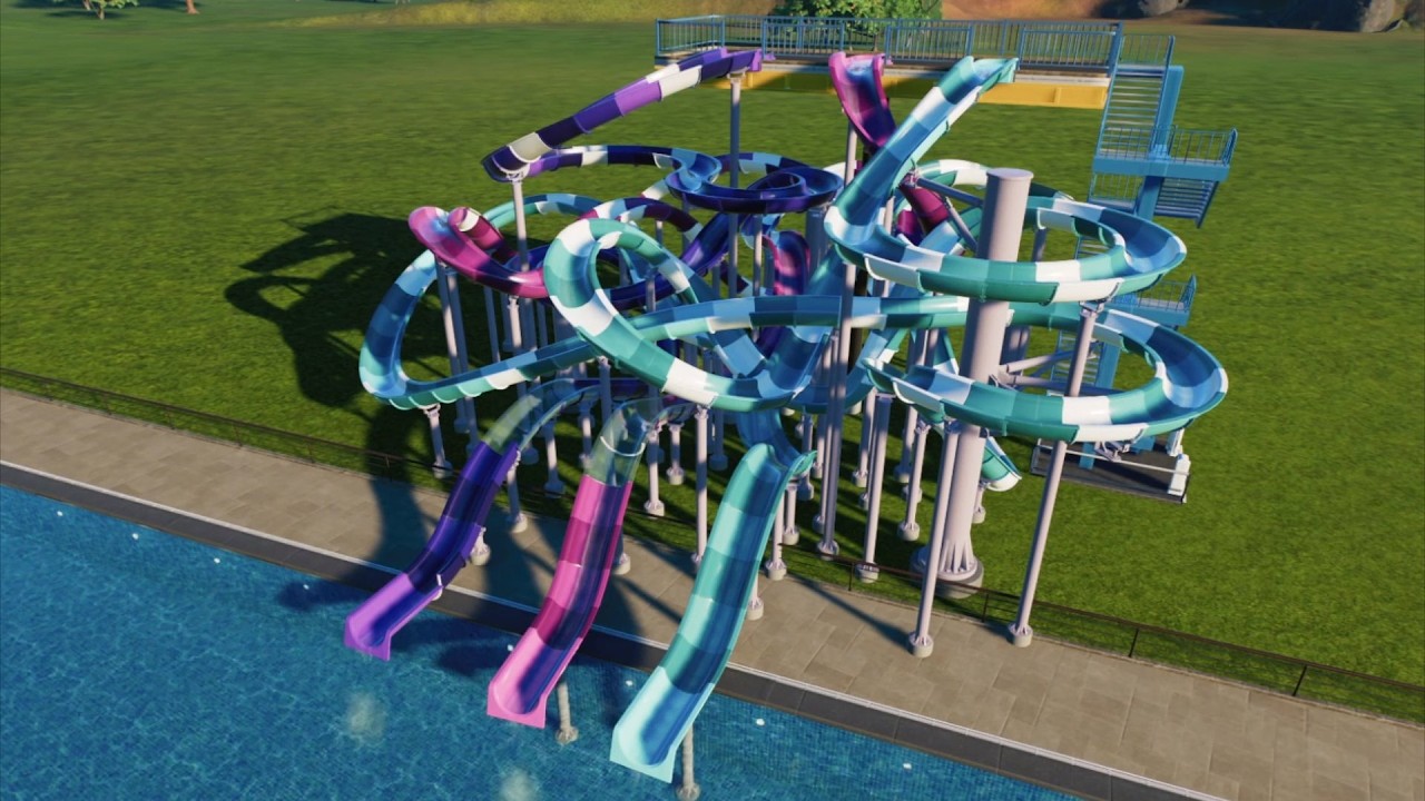 Crazy Waterslide Tower (All Onrides) | Planet Coaster 2 (made by Fliqa) [POV]