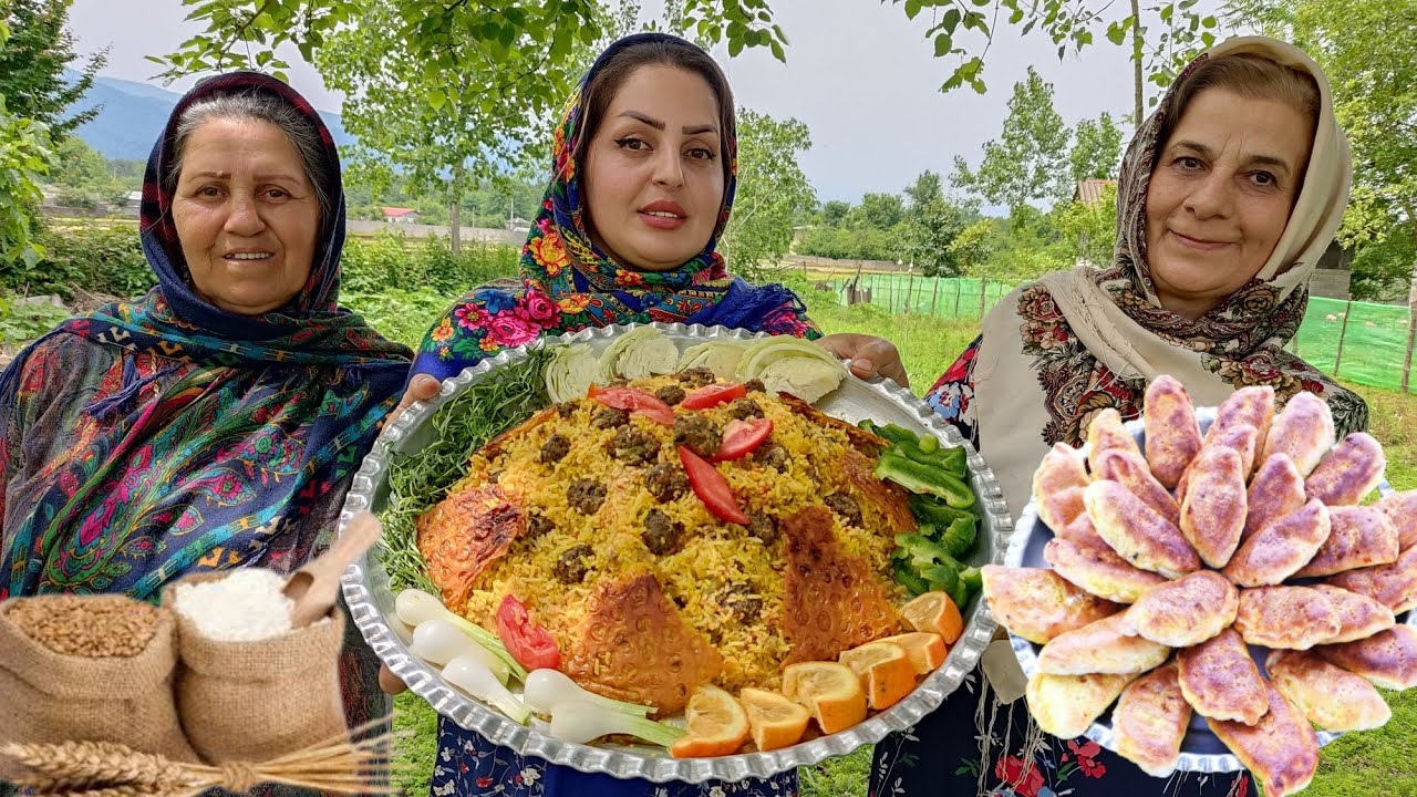Капустный плов с вкусными иранскими фрикадельками (калам-поло) и вкусными клецками тандури