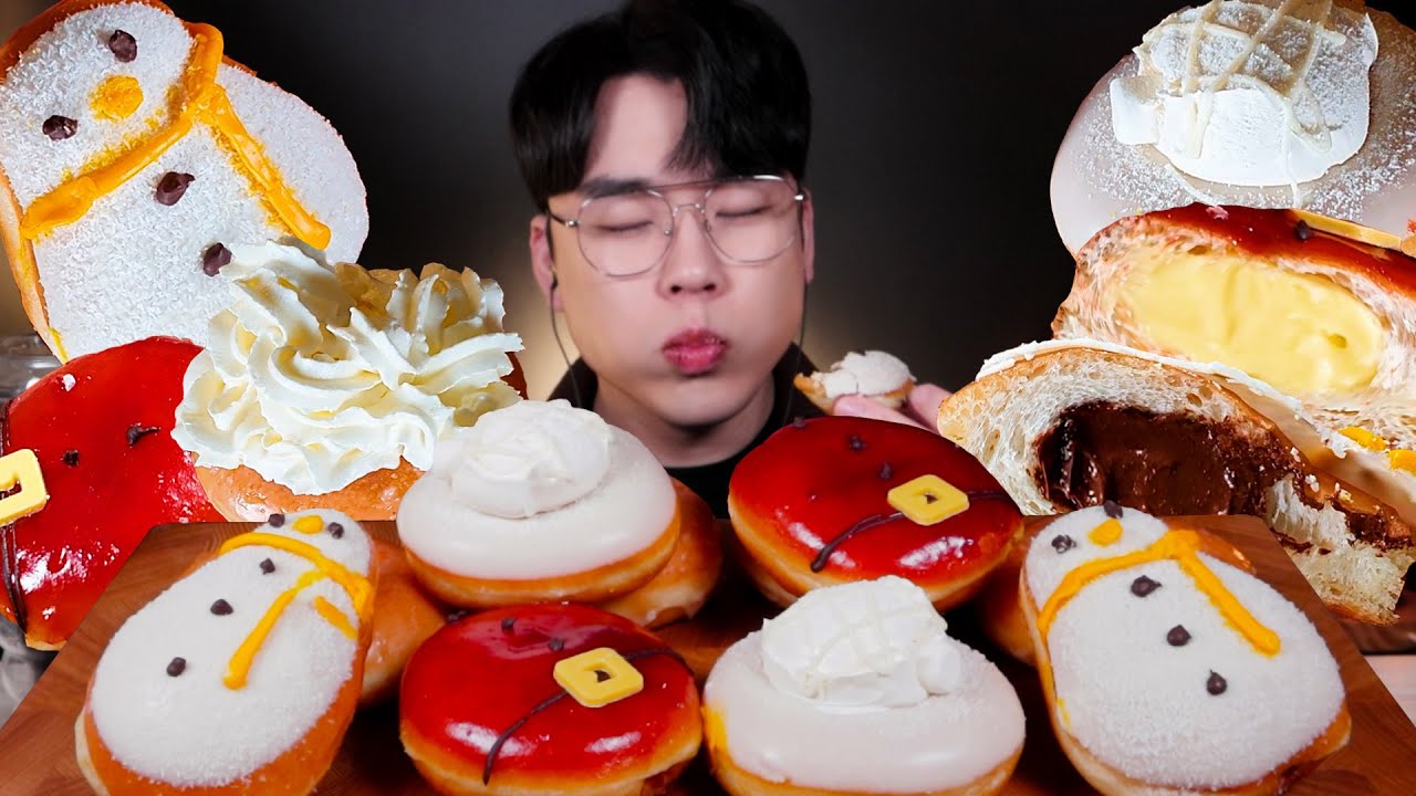ASMR⛄크리스피크림 겨울 신메뉴 해피윈터 도넛 먹방 리얼사운드 Krispy Kream Donut MUKBANG REAL SOUND クリスピークリームドーナツ