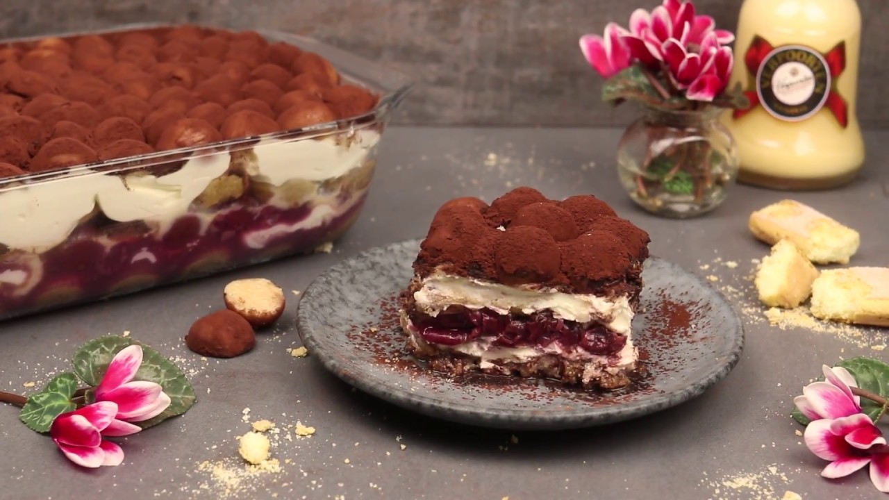 Marzipan-Kirsch-Tiramisu mit Verpoorten Original Eierlikör
