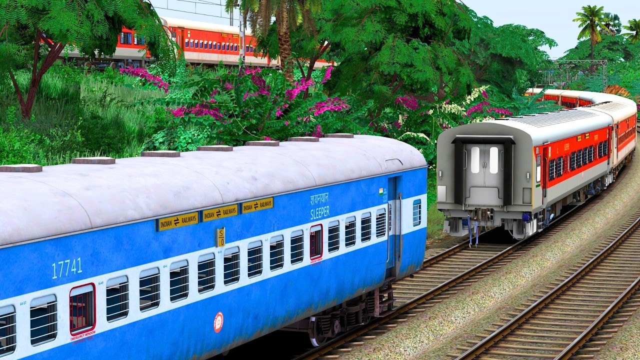 ICF BLUE COUPLING LHB RED TRAIN | BUMPY RAILROAD | Train Simulator | Railwork | NTG GAMING