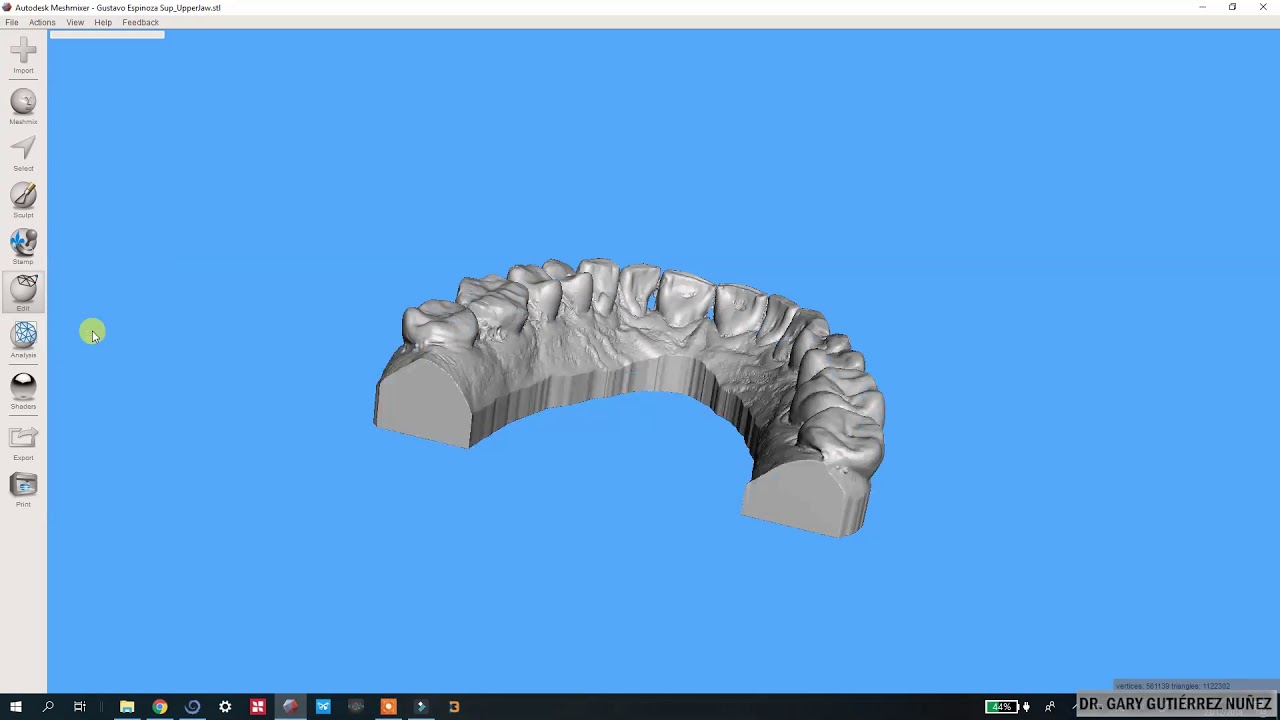 AHUECADO DE MODELO STL EN MESHMIXER