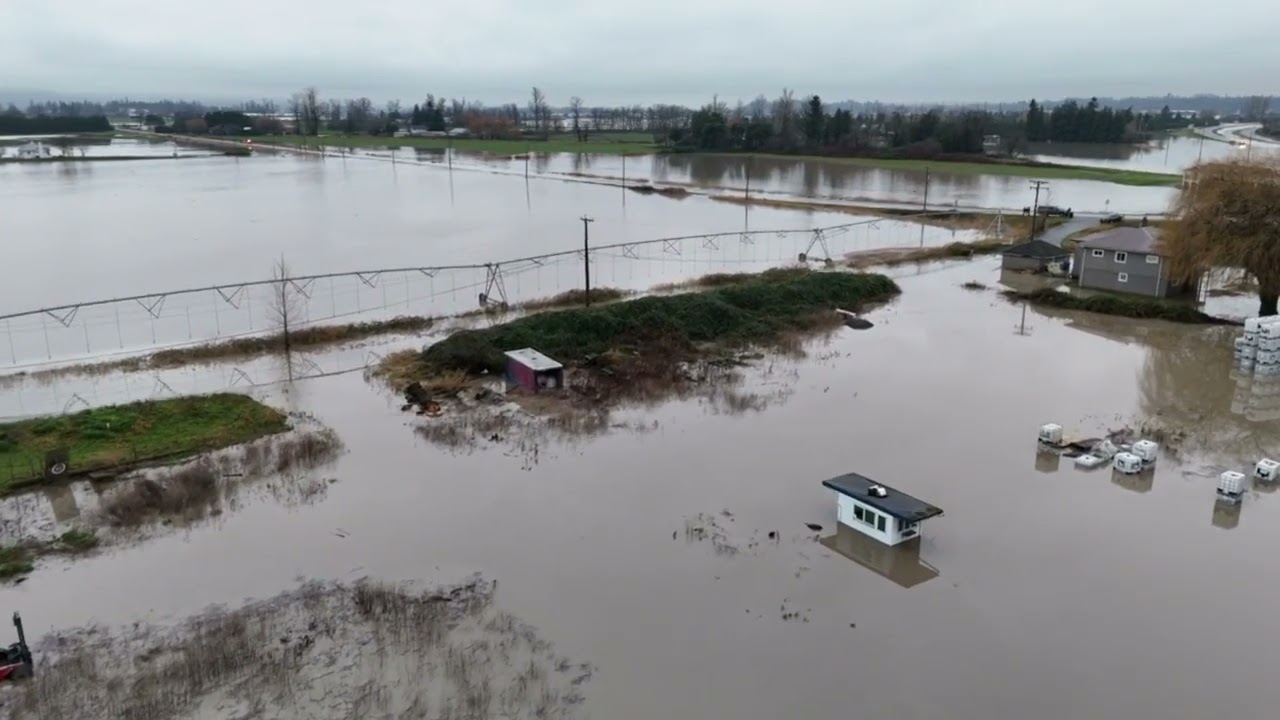 Sumas Prairie Flooding - Highway 1 and Whatcom Road - Dec 2025