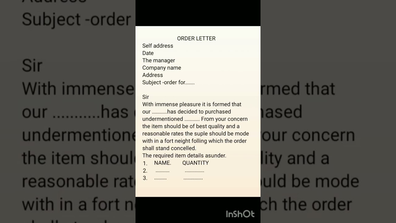 Order letter format 📝