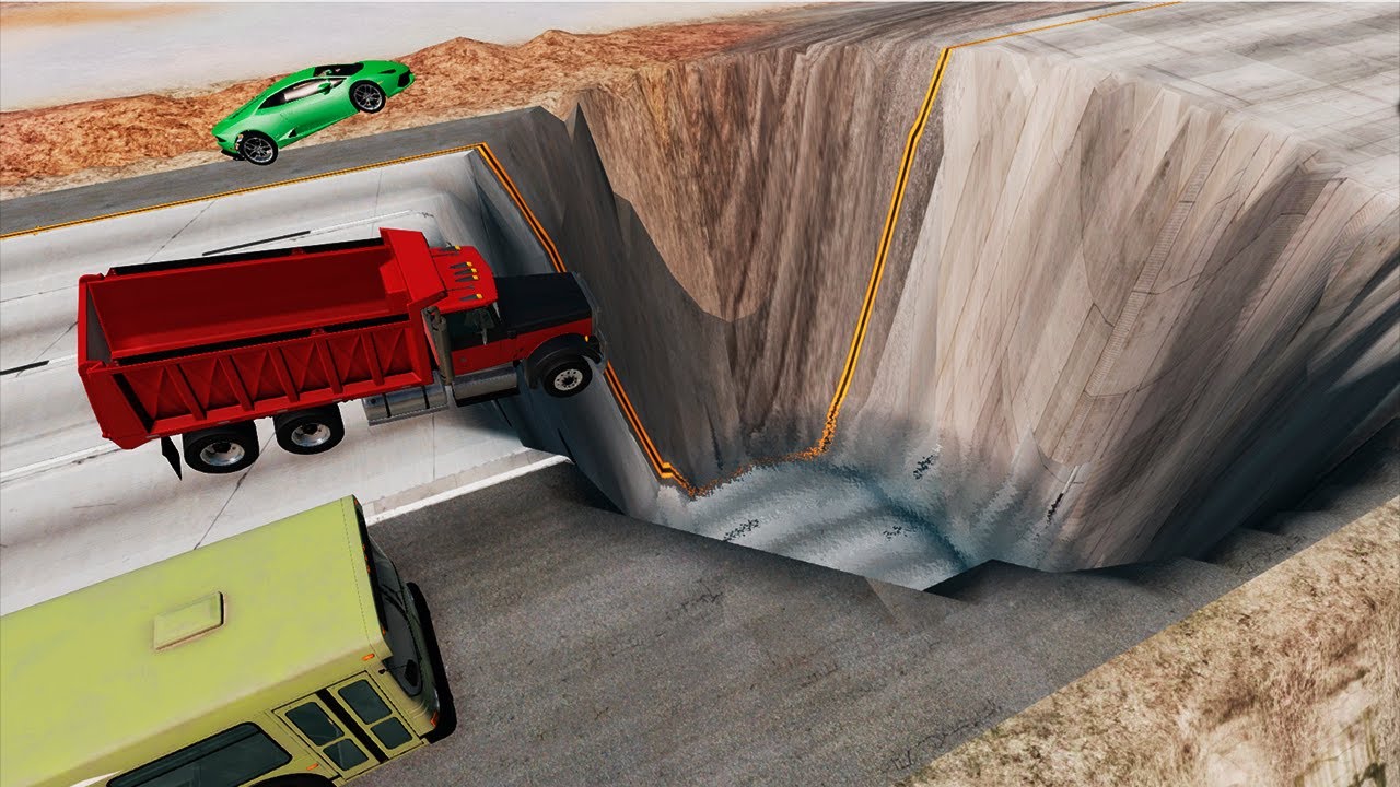 Cars vs Massive Water Pit - YASU BeamNG.Drive
