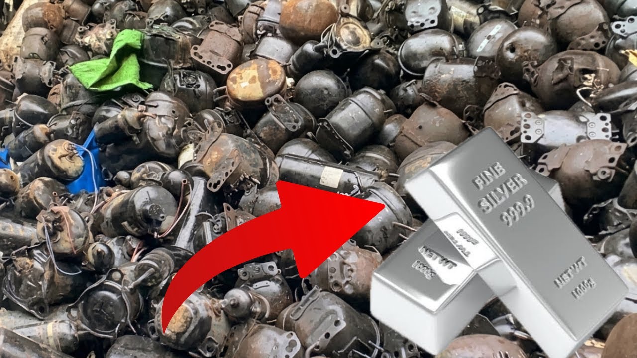 Pure Silver Extraction From Old AC Compressors #silver extraction 