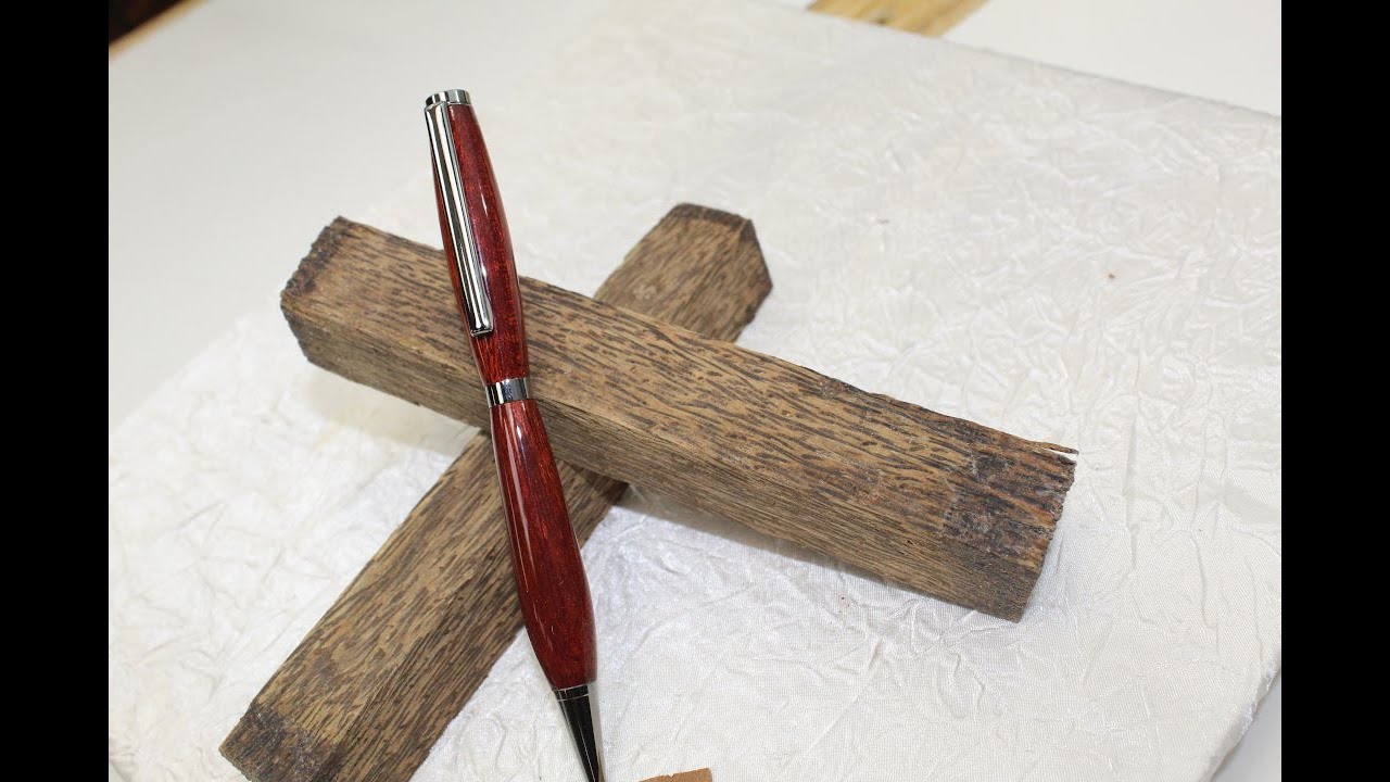 How I Make Turned Wood Pens - Bloodwood Slimline Pen