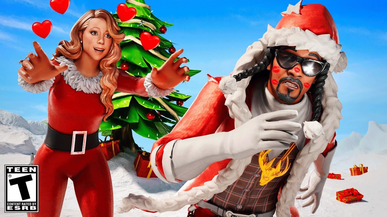 Santa Snoop Dogg Plays KISS CHASING with Mariah Carey.. Fortnite Christmas Love Story