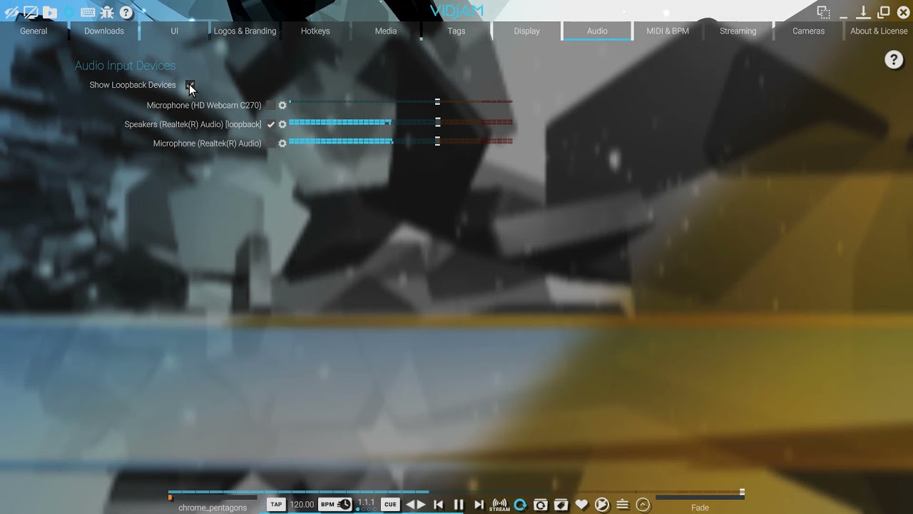 Vidjam Preferences - Audio